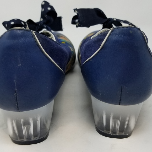 Floral Blue Women's Shoes with Polka Dot Laces - Picture 8 of 14